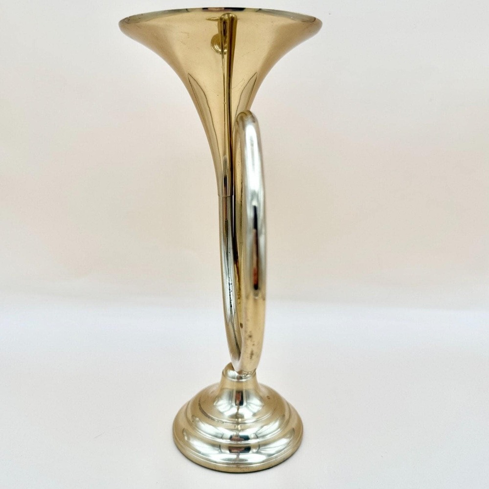 Vintage Bombay Company Solid Brass French Horn Candlestick Holder 9" 1.3 lbs - Picture 5 of 10